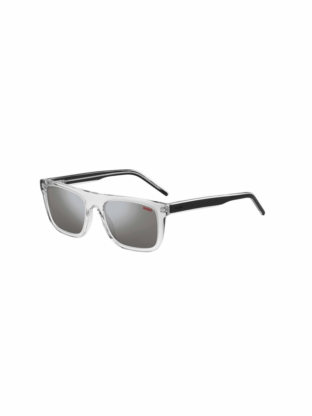 Hugo Boss Clear Frame Black Temples Sunglasses with Silver Mirrors